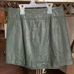 Free people army green faux leather mini skirt